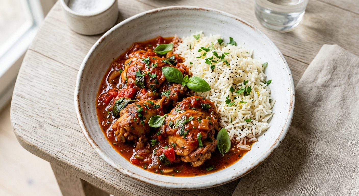 Sauce tomate poulet (avec accompagnement)