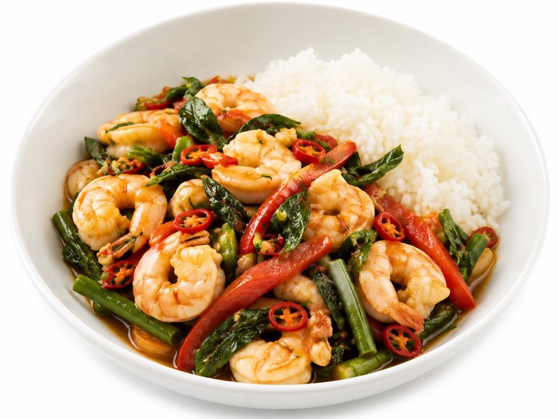 Scampis aux basilic thais