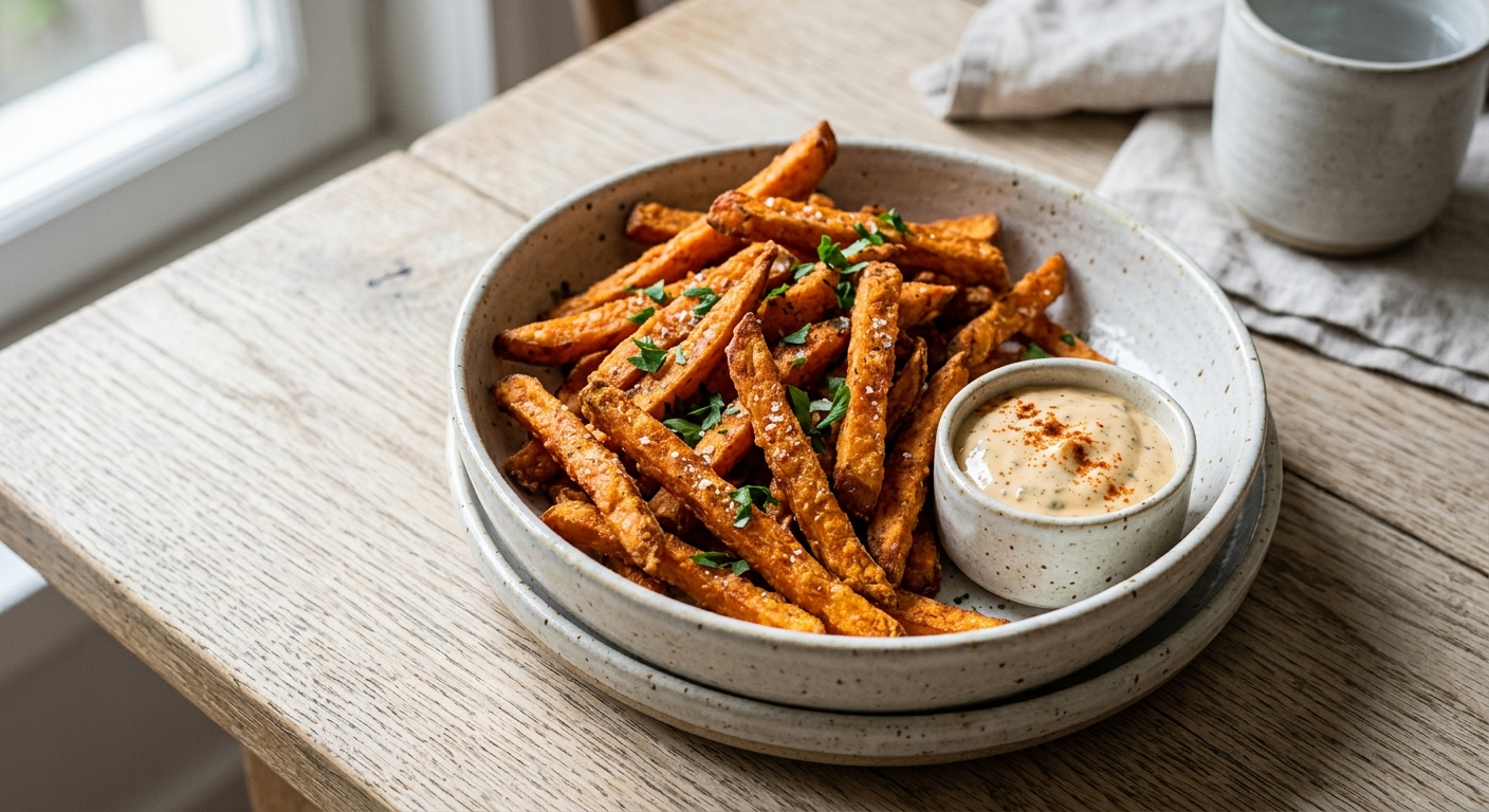Cornet de frites patates douces + sauce